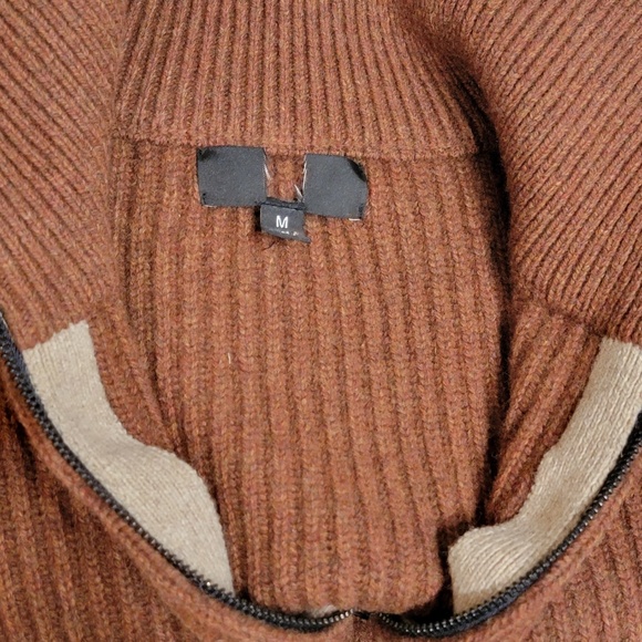 Banana Republic Half-Zip Ribbed Knit Wool Sweater Medium Brown Thick NWOT NEW - Picture 5 of 6
